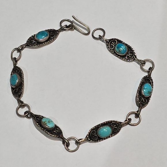 Jewelry - Vintage 925 Sterling Silver & Turquoise MEXICO GA02 Bracelet